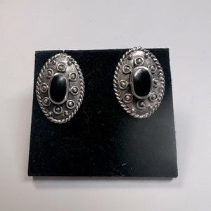 Sterling 925 and black stone earrings